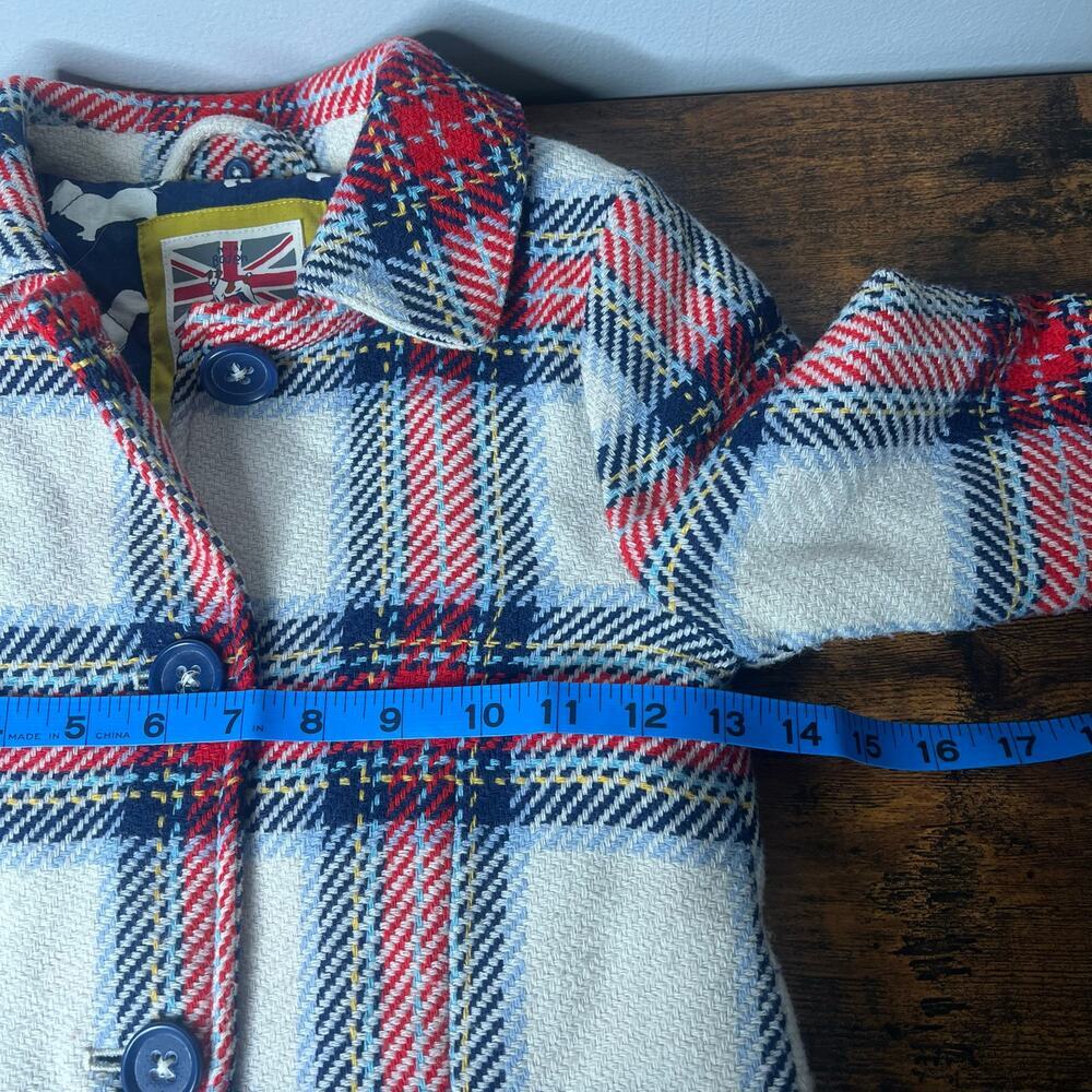Mini Boden Plaid Kids Coat - Girls 6-7 - Picture 11 of 14